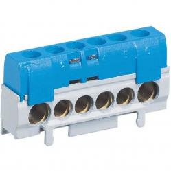 IP 2X terminal block - neutral (blue) - 1 x 10 to 35² - 5 x 6 to 25² - L. 62 mm