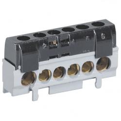 IP 2X terminal block - phase (black) - 1 x 10 to 35² - 5 x 6 to 25² - L. 62 mm