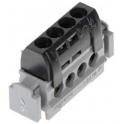 IP 2X terminal block - phase (black) - 4 x 1.5 to 16² - L. 47 mm