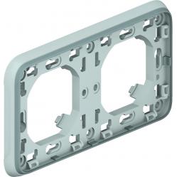 Flush mounting support frame Plexo IP 55 - 2 gang horizontal - grey
