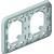 Flush mounting support frame Plexo IP 55 - 2 gang horizontal - grey