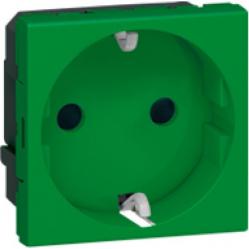 Socket outlet Mosaic - German std - 2P+E auto term - 2 mod - green antimicrobial