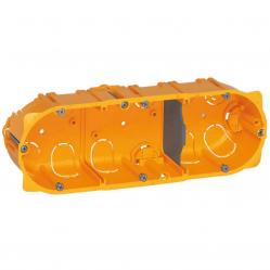 Flush mounting box Batibox - 3 gang German std - depth 40 mm - dry partitions