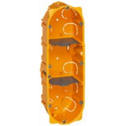 Flush mounting box Batibox - 3 gang German std - depth 50 mm - dry partitions