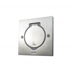 FLOOR SQUARE RECEPTACLE BRUSHED STAINLESS STEEL