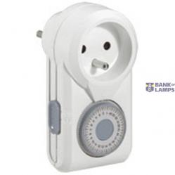 Daily timer 16A with plug and socket 2P+T
