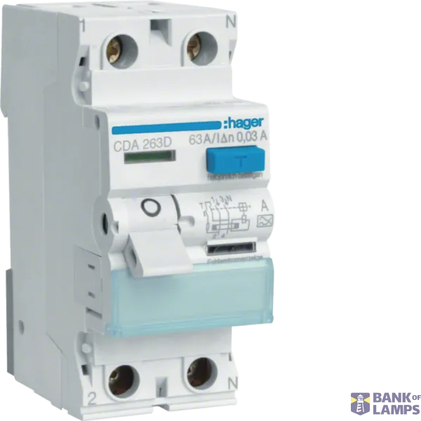 Differential switch 2P 63A, 30mA, type A