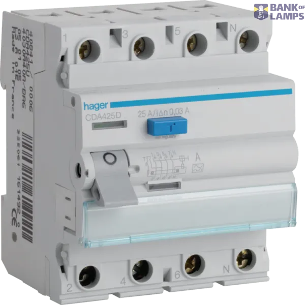 Differential switch 4P 25A, 30mA, type A