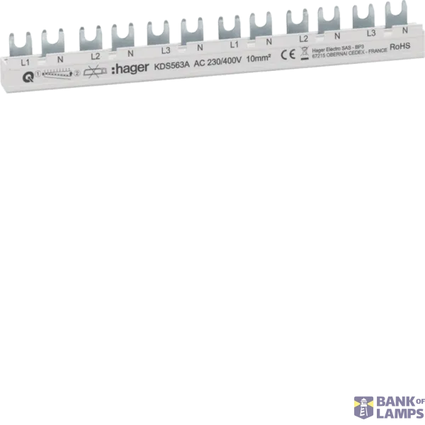 Comb busbar 3P+N, 10mm2/12mod. for 6 units 1+N (L1+N, L2+N, L3+N)