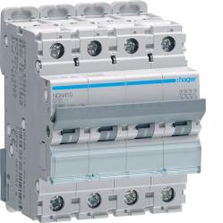 Miniature Circuit Breaker 4P, 10 A D-Curve, 10 kA, 4M