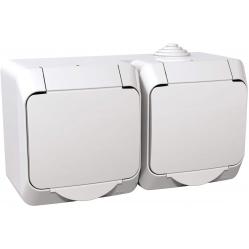 Cedar Plus - double socket-outlet sideE - 16A, shutters, white