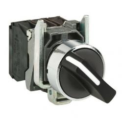 Harmony XB4, Selector switch, metal, black, Ø22, 2 positions, stay put, 1 NO+1 NC