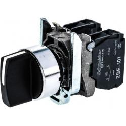 Harmony XB4, Selector switch, metal, black, Ø22, 3 positions, stay put, 2 NO