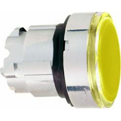 Harmony XB4, Illuminated push button head, metal, flush, orange, Ø22, spring return, plain lens integral LED