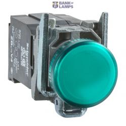 Harmony XB4, Pilot light, metal, green, Ø22, plain lens with integral LED, 110…120 VAC