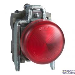 Harmony XB4, Pilot light, metal, red, Ø22, plain lens with integral LED, 110…120 VAC