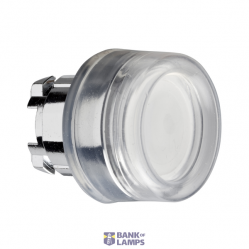Harmony XB4, Illuminated push button head, metal, flush, white, Ø22, spring return, plain lens integral LED, clear boot