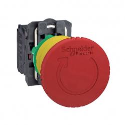Harmony XB5, Emergency stop switching off, plastic, red mushroom Ø40, Ø22, trigger latching turn to release, 1 NO + 1 NC