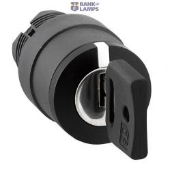 Harmony XB5, Key switch selector head, plastic, black, Ø22, key n°455, 3 positions, spring return to center