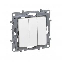 One-way switch Niloé - 3-gang - 10 AX - 250 V~ - screw terminals - white