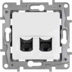 Double RJ45 socket Niloé category 6 UTP 9 contacts white