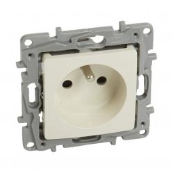 2P+E French standard socket outlet Niloé - with shutters -screw terminals -ivory