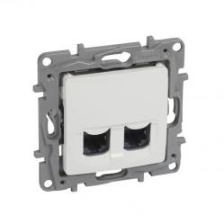Double RJ45 socket category 6 FTP white