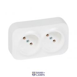 2X2P 16A PREWIRED SOCKET WITHOUT SHUTTERS WHITE