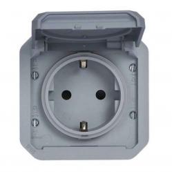 Socket Plexo 2P+E Schuko Screw Grey