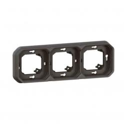 Plexo Mechanism Horizontal or vertical Flush-mounting support frames - 3 gang - Anthracite