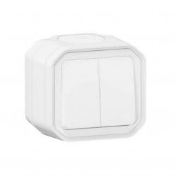 Switch Plexo 2-gang 2-way or push button white surface IP55 IK08