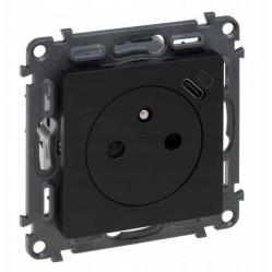 VALL SOCKET 2P+T/USB-C BLACK