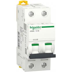 Miniature circuit-breaker, Acti9 iC60N, 2P, 3 A, D curve, 6000 A (IEC 60898-1), 50 kA (IEC 60947-2)