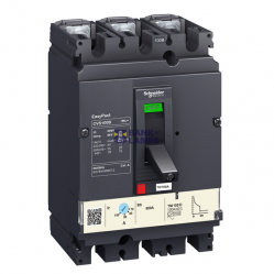 circuit breaker EasyPact CVS100B, 25 kA at 415 VAC, 100 A rating thermal magnetic TM-D trip unit, 3P 3d