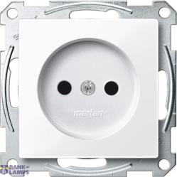 Socket-outl. w/o earth. contact, shut., screw term., active wht, glossy, Sys. M