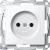 Socket-outl. w/o earth. contact, shut., screw term., active wht, glossy, Sys. M