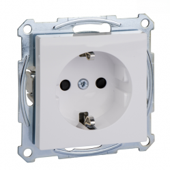 SCHUKO socket-outlet, shutter, screwl. term., active white, glossy, System M