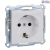 SCHUKO socket-outlet, shutter, screwl. term., active white, glossy, System M