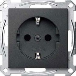 SCHUKO socket-outlet, shutter, screwless terminals, anthracite, System M