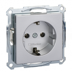 SCHUKO socket-outlet, screwless terminals, aluminium, System M
