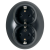 Renova - double socket outlet - 2P + E - 16 A - 250 V AC - black