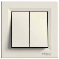Asfora - double 2way switch - 10AX screwless terminals, cream