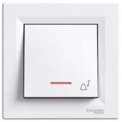 Asfora - 1pole pushbutton -10A lift terminals, locator light, bell symbol, white