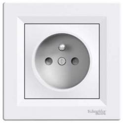 Asfora - single socket outlet with pin earth - 16A shutters white