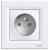 Asfora - single socket outlet with pin earth - 16A shutters white