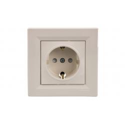Asfora - single socket outlet with side earth - 16A shutters cream