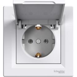 SOCKET WITH COVER, GROUNDED WHITE ASFORA WHITE