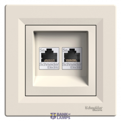 Asfora - double Data socket - RJ45 cat.5e UTP cream