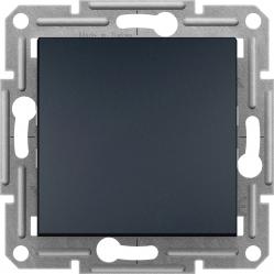 Switch, Asfora, 1pole switch, screwless terminals, mechanis with fixing frame, anthracite