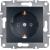 Asfora - single socket outlet with side earth, wo frame, anthracite